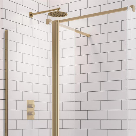 Aquarius Bathrooms Wetroom Panel Kit Aquarius LevAqua 8mm Brushed Brass Flipper Panel 300 x 2000mm