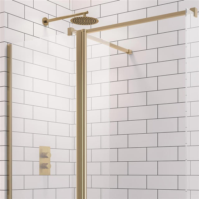Aquarius Bathrooms Wetroom Panel Kit Aquarius LevAqua 8mm Brushed Brass Flipper Panel 300 x 2000mm