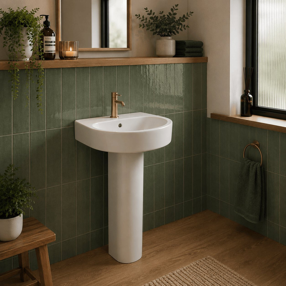 Aquarius Bathrooms Pedestal Basin Full Pedestal Aquarius Emma 550mm 1 Tap Hole Basin with Pedestal