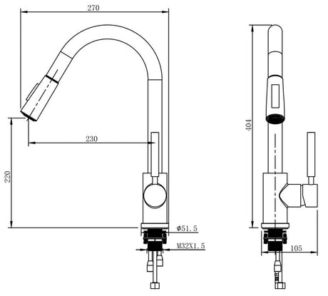 Aquarius TrueCook Series 93 Single Lever Pull Out Kitchen Mixer Tap