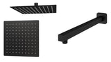 Aquarius Bathrooms Shower Arm and Head Kit Aquarius Modern Square Over Head 200mm Shower Head & Arm Matt Black AQ60103534