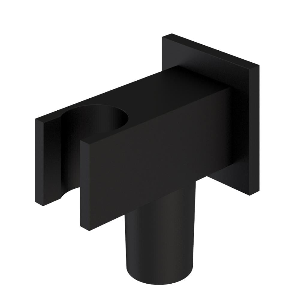 Aquarius Bathrooms Square Elbow Aquarius Modern Square Wall Elbow & Shower Handset Holder Matt Black AQ601038