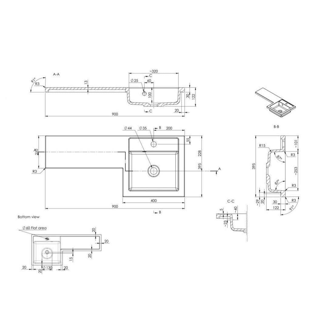 Aquarius Urbano Premium 900mm Vanity Unit  Suite (with Back to Wall Toilet)