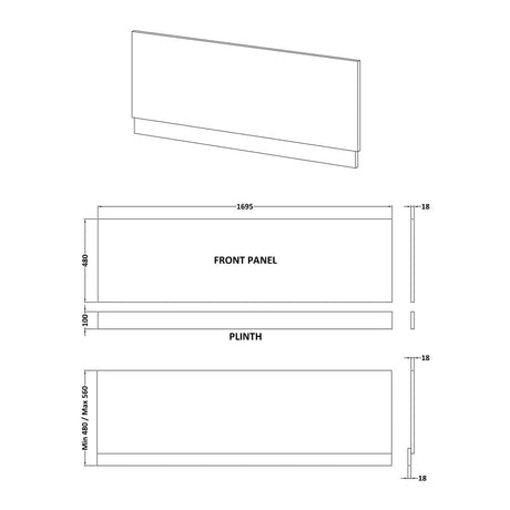 Aquarius Bathrooms Bath Panel Aquarius Halite Waterproof Front Bath Panel in Matt Grey
