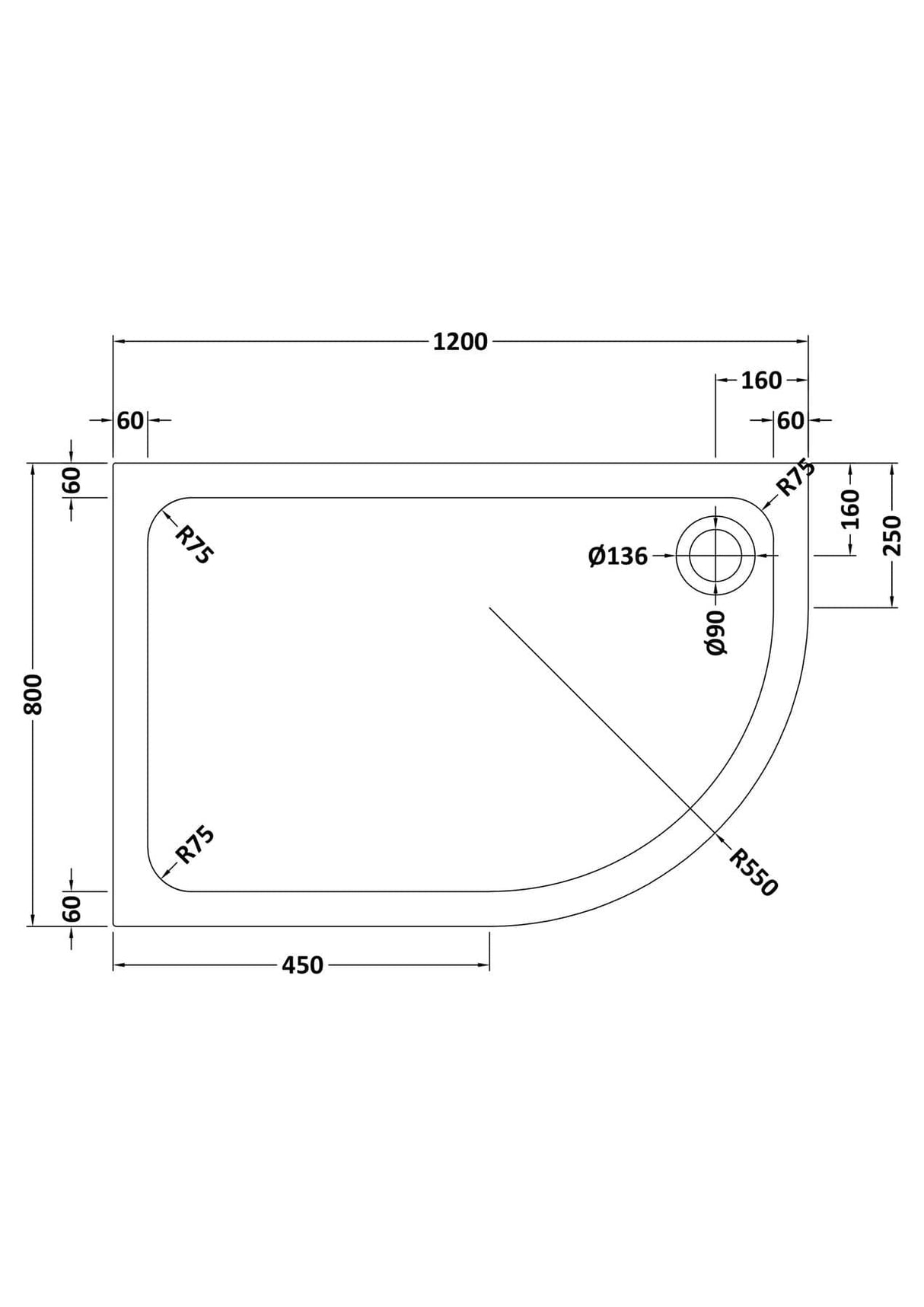 Aquarius Bathrooms Quadrant Shower Tray Aquarius Urbano Offset Quadrant 45mm Stone Resin Shower Tray in White