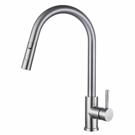 Aquarius Bathrooms Kitchen Tap Brushed stainless Steel Aquarius TrueCook Series 93 Single Lever Pull Out Kitchen Mixer Tap