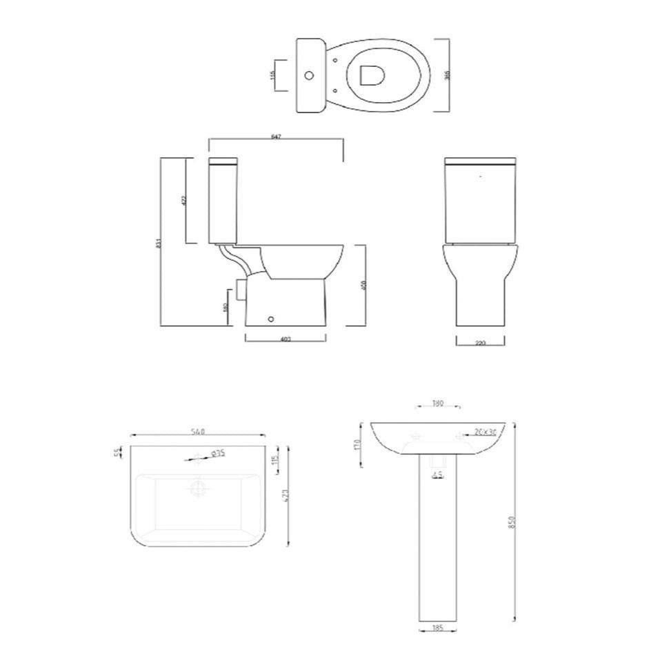 Aquarius QualEco Close Coupled Toilet and Basin Set in White