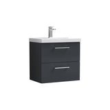 Aquarius Wall Mounted Vanity Unit Aquarius Brisbane 600mm Wall Hung 2 Drawer Vanity Unit with 1 Tap Hole Mid Edge Basin