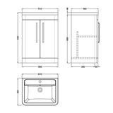 Aquarius Floor Standing Vanity Unit Aquarius Perth 600mm 2 Door Floor Standing Vanity Unit with 1 Tap Hole Basin