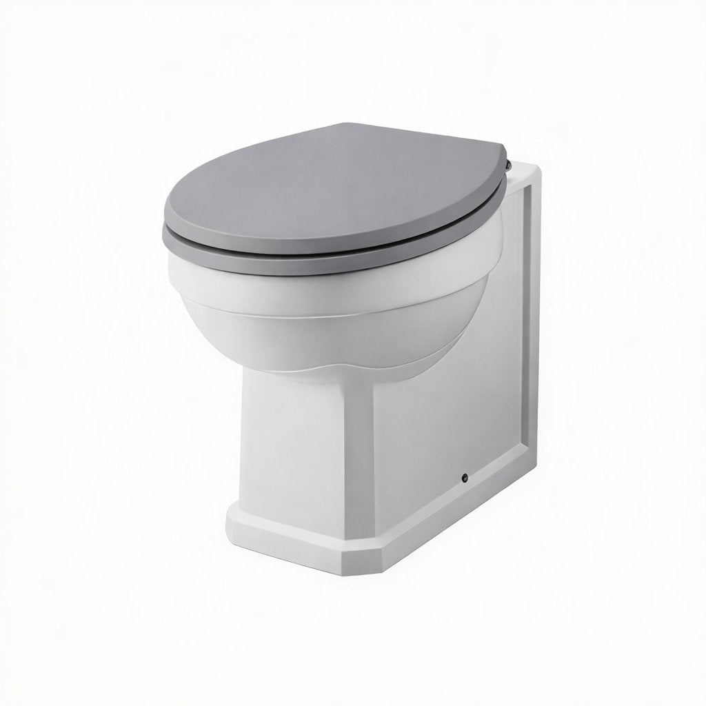 Aquarius Bathrooms Back to Wall Toilet Grey Wooden Aquarius Harewood Traditional Back To Wall Toilet with Soft Close Seat