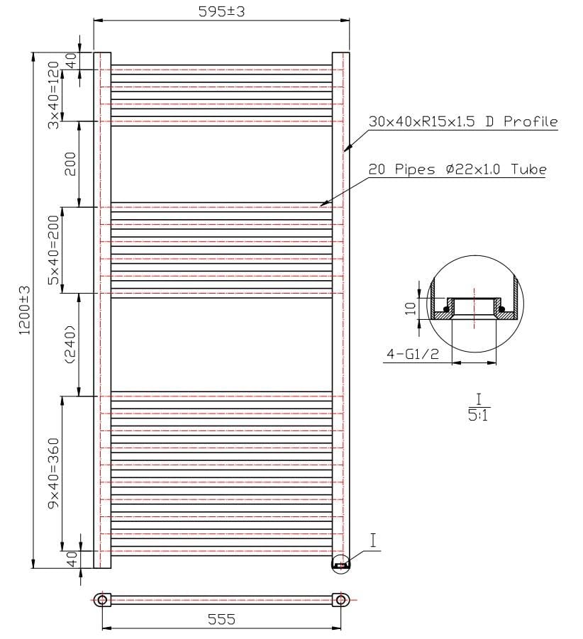 Aquarius Bathrooms Ladder Rail Aquarius Noir High Output Ladder Towel Rail Matt Black