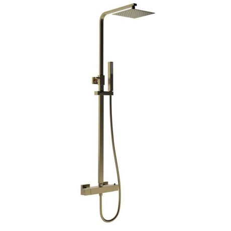 Aquarius Bathrooms Shower Set Aquarius Zanelli Square Exposed Valve Adjustable Shower Set with Shower Head and Handset in Brushed Bronze