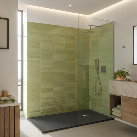 Aquarius Bathrooms Shower Tray Aquarius Honiston Mineral Composite Slate Effect Shower Tray in Charcoal Grey