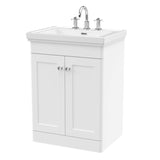 Aquarius Bathrooms Floor Standing Vanity Unit White / 3 Aquarius Leighton 600mm Floor Standing Two Door Vanity Unit with Basin
