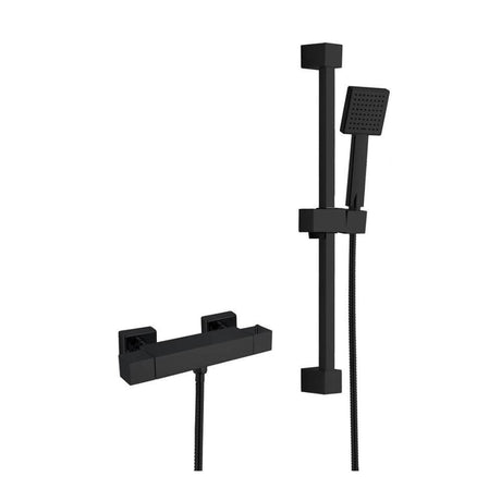 Aquarius Bathrooms Exposed Shower Set Aquarius RainLux Easy-Fit Square Bar Shower Valve with Shower Kit in Matt Black
