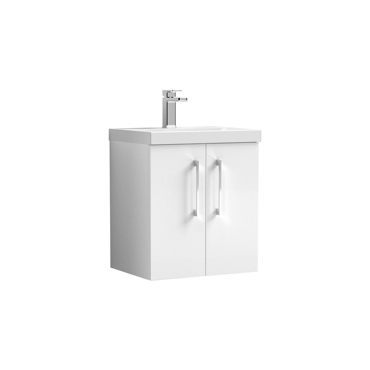 Aquarius Floor Standing Vanity Unit Aquarius Brisbane 500mm Wall Hung 2 Door Vanity Unit with 1 Tap Hole Mid Edge Basin