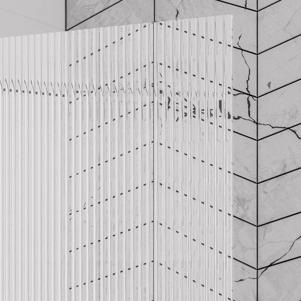 Aquarius Bathrooms Hinged Fluted Bath Screen Aquarius LevAqua Straight Fluted 6mm L/H Brushed Brass Hinged Bath Screen 1400 x 800mm AQ495103