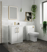Aquarius Floor Standing Vanity Unit Gloss White Aquarius Brisbane 600mm 2 Door Floor Standing Vanity Unit with 1 Tap Hole Mid Edge Basin