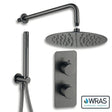 Aquarius Bathrooms Concealed Shower Set Gunmetal Grey Aquarius RainLux 2 Outlet Thermostatic Shower Set with Shower Head and Single Function Handset