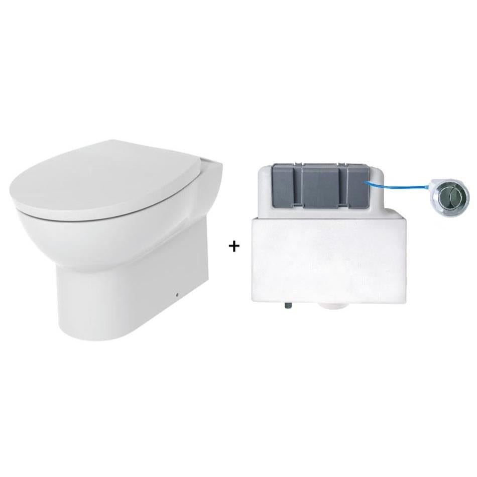 Aquarius Bathrooms Back to Wall Toilet Chrome Aquarius QualEco Back To Wall Rimless Toilet Pack with Concealed Cistern and Soft Close Seat