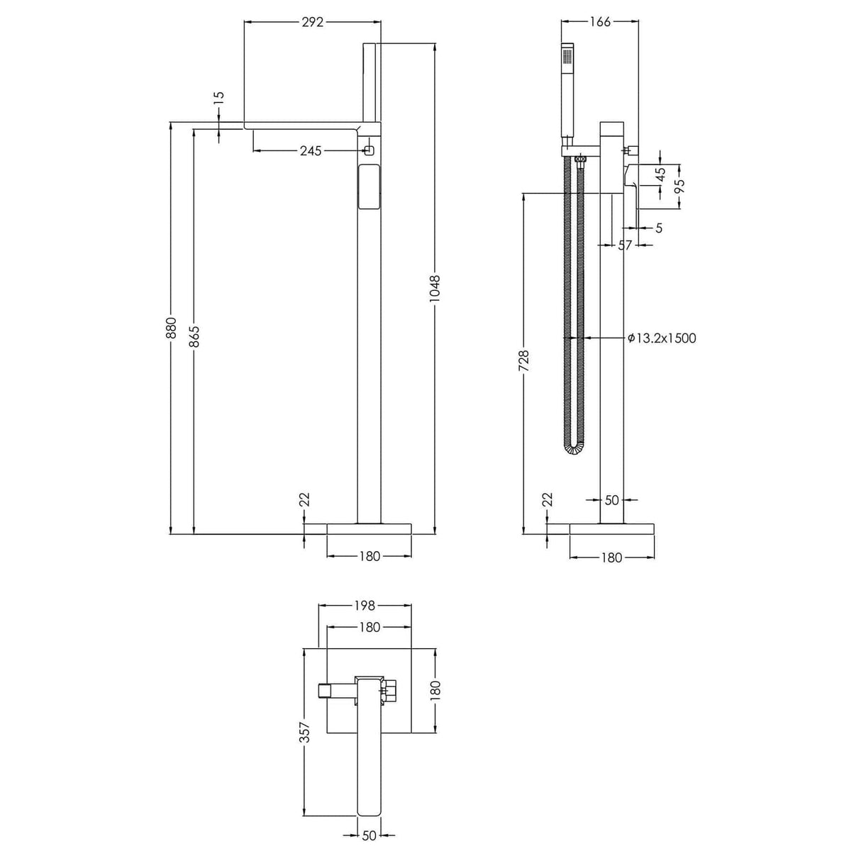 Aquarius Bathrooms Freestanding Bath Filler Aquarius Tetra Freestanding Bath Mixer Tap with Pencil Shower Handset