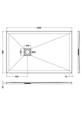 Aquarius Bathrooms Rectangle Shower Tray 1400x900mm Aquarius Urbano Slimline 33mm Slate Effect Rectangular Stone Resin Shower Tray in White Slate