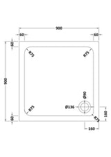 Aquarius Bathrooms Square Shower Tray 900x900mm Aquariuus Urbano 45mm Square Stone Resin Anti Slip Shower Tray