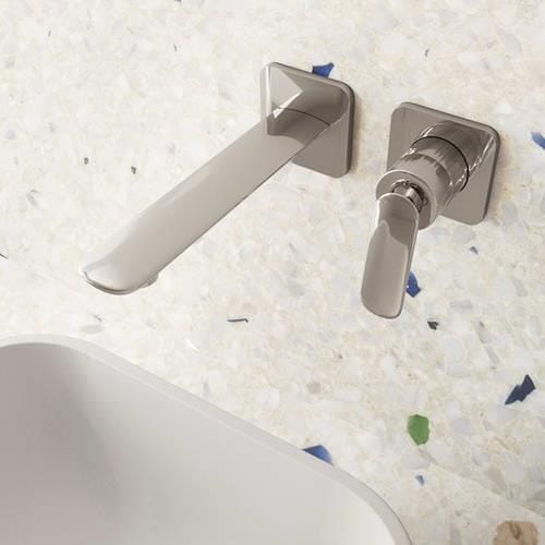 Aquarius Bathrooms Wall Mounted Basin Tap Chrome Aquarius  Huck Wall Mounted 2 Hole Basin Mixer Tap