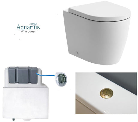Aquarius Bathrooms Back to Wall Toilet Aquarius Emma Back to Wall Toilet Bundle with Pan, Cistern and Flush Button