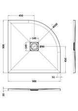 Aquarius Bathrooms Quadrant Shower Tray 900x900mm Aquarius Urbano Slimline 33mm Slate Effect Quadrant Stone Resin Shower Tray in Grey Slate