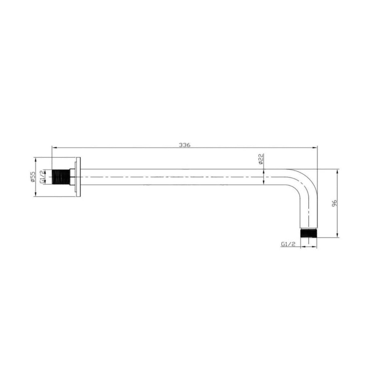 Aquarius Bathrooms Fixed Shower Arm Aquarius RainLux Round Wall Shower Arm