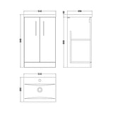Aquarius Floor Standing Vanity Unit Aquarius Brisbane 500mm 2 Door Floorstanding Vanity Unit with 1 Tap Hole Mid Edge Basin