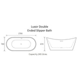 Aquarius Bathrooms Roll Top and Slipper Freestanding Bath Aquarius Luxor Freestanding Double Ended Slipper Bath - 1700 x 780mm