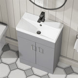 Aquarius Cloakroom Vanity Unit Aquarius Hoban 550mm Compact Floor Standing 2 Door Cloakroom Vanity Unit with 1 Tap Hole Basin