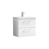 Aquarius Wall Mounted Vanity Unit Aquarius Brisbane 600mm Wall Hung 2 Drawer Vanity Unit with 1 Tap Hole Mid Edge Basin