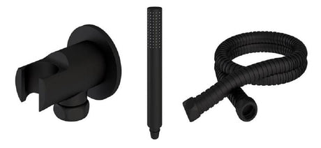 Aquarius Bathrooms Shower Kit Aquarius Modern Round Wall Mounted Shower Kit with Outlet and Hose Matt Black AQ6010171819