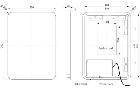 Aquarius Bathrooms Illuminated Mirror Aquarius Muse 500 x 700mm Rectangle Back-Lit LED Mirror AQMU0086