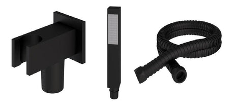 Aquarius Bathrooms Shower Kit Aquarius Modern Square Wall Mounted Shower Kit with Outlet and Hose Matt Black AQ6010193738