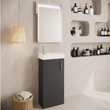 Aquarius Bathrooms Floor Standing Unit Gloss Grey Aquarius Byron 400mm Floor Standing 1 Door Cloakroom Vanity Unit with 1 Tap Hole Basin