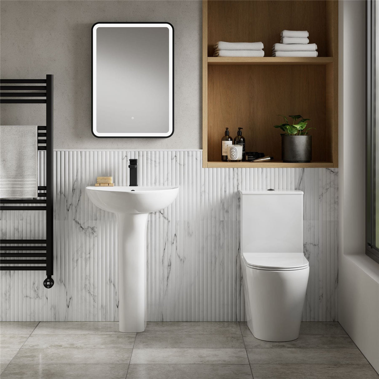 Aquarius Bathrooms Close Coupled Toilet Aquarius Metric Rimless Open Back Close Coupled Toilet with Soft Close Seat