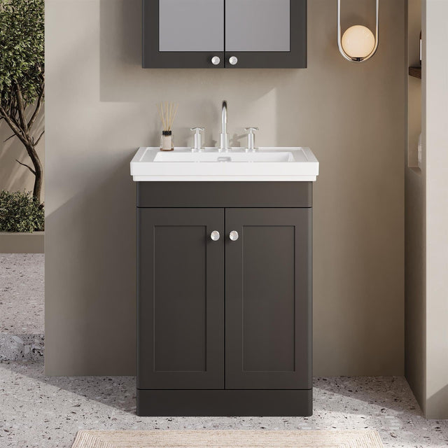 Aquarius Bathrooms Floor Standing Vanity Unit Soft Black / 3 Aquarius Leighton 500mm Floor Standing Two Door Vanity Unit with Basin