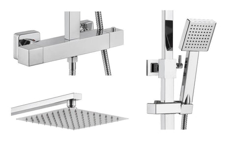 Aquarius Bathrooms Bar Valve Kit Aquarius RainLux Cool Touch Exposed Adjustable Height Square Shower Chrome AQRL18CR