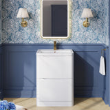 Aquarius Bathrooms Floor Standing Vanity Unit White Aquarius Seren 600mm Floor Standing Two Drawer Vanity Unit with Basin