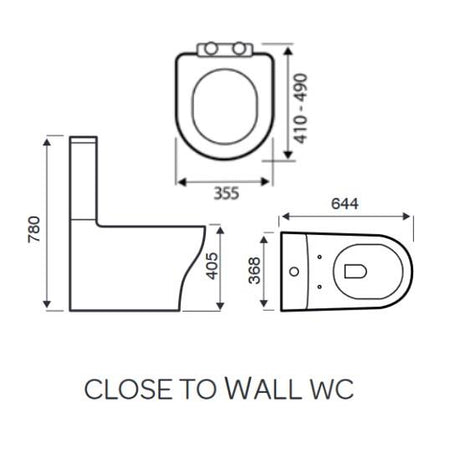 Aquarius K-Series Rimless Back to Wall Close Coupled Toilet, Cistern and Soft Close Seat AQKS541