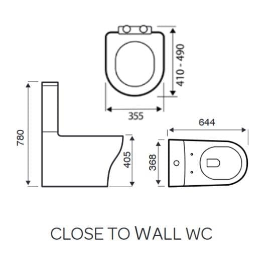 Aquarius Bathrooms Close Coupled Toilet Aquarius K-Series Rimless Back to Wall Close Coupled Toilet, Cistern and Soft Close Seat AQKS541