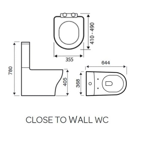 Aquarius Bathrooms Close Coupled Toilet Aquarius K-Series Rimless Back to Wall Close Coupled Toilet, Cistern and Soft Close Seat AQKS541
