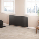 Aquarius Bathrooms Bathroom Heating 600 x 1200 Aquarius Type 22 Compact Panel Radiator in Matt Black
