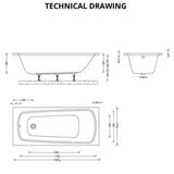 Aquarius Bathrooms Single Ended Bath 1700 x 750 Aquarius Agar Single Ended Reinforced Bath
