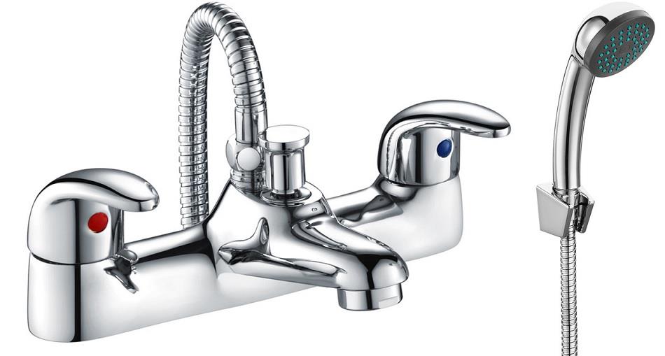 Aquarius QualEco Low Pressure Bath Shower Mixer Tap with Kit in Chrome