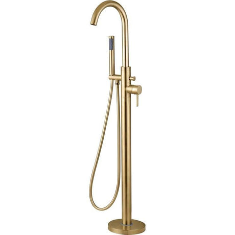 Aquarius Bathrooms Freestanding Bath Filler Brushed Brass Aquarius Zanelli Floorstanding Bath Shower Mixer Tap with Shower Kit